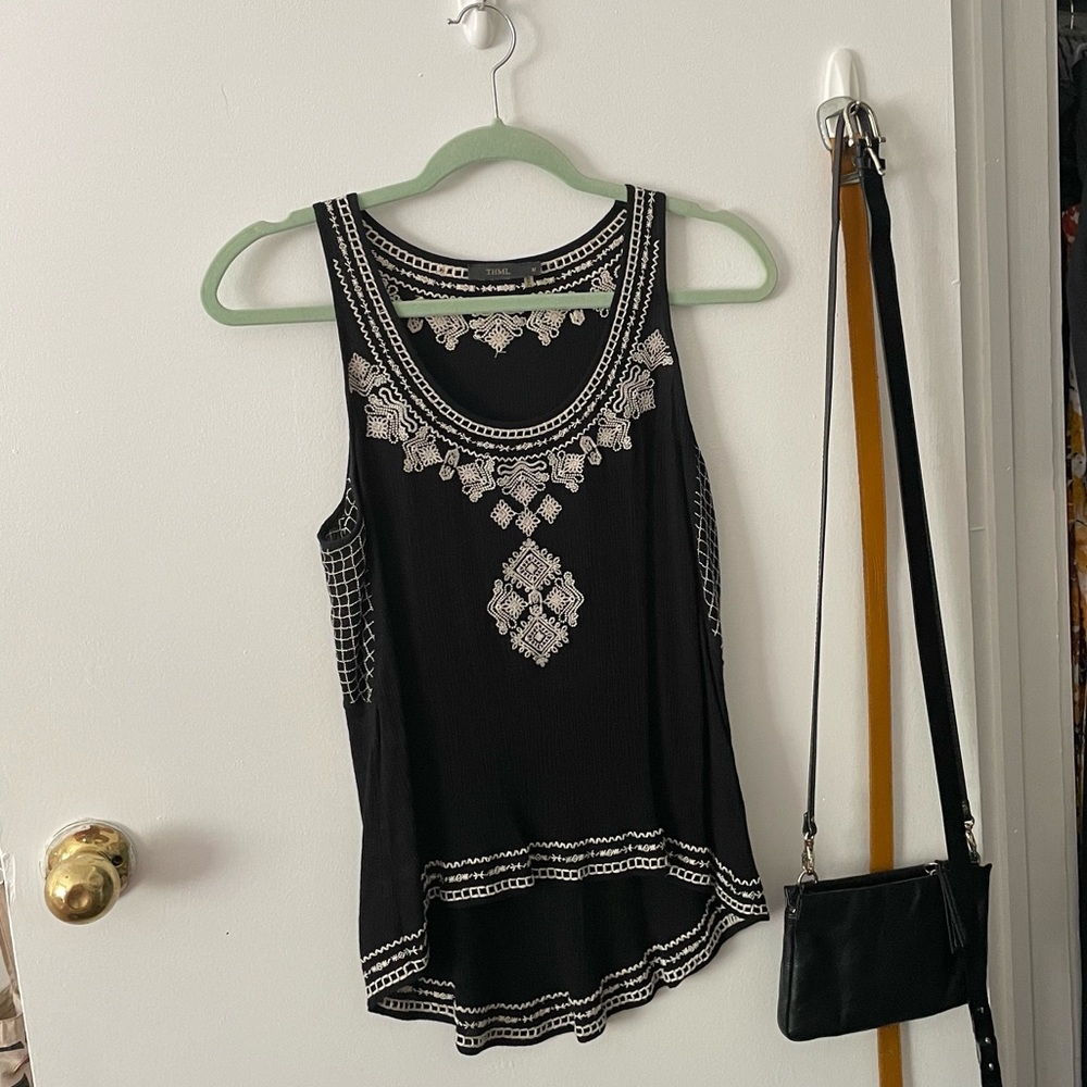 Black lace scoop neck top